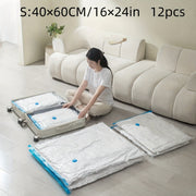Set of 12 Space-Saving Vacuum Storage Bags for Clothing and Pillows with Plastic Seals