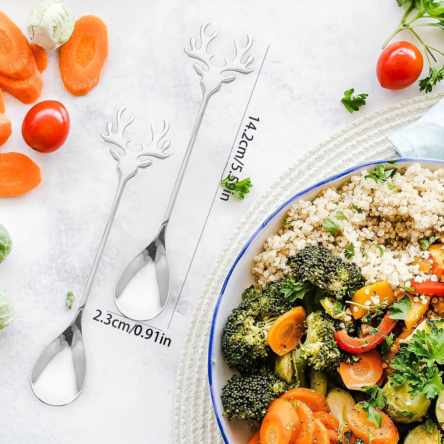 Reindeer Coffee Spoons Stainless Steel Festive Holiday Kitchen Utensils