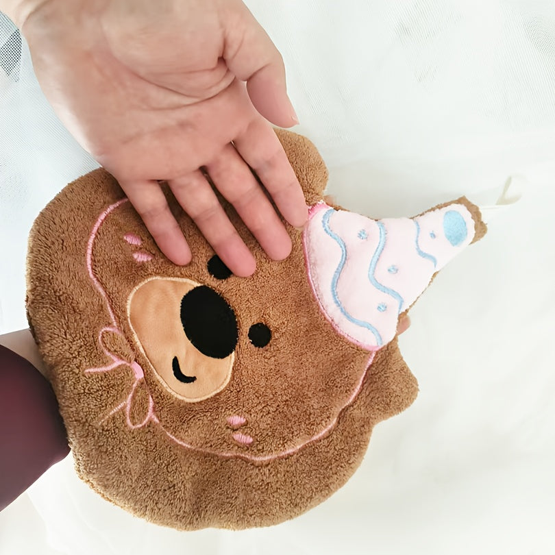 Coral Velvet Hand Towel with Hanging Loop Thick Absorbent Non-Shedding Kitchen Bathroom Use