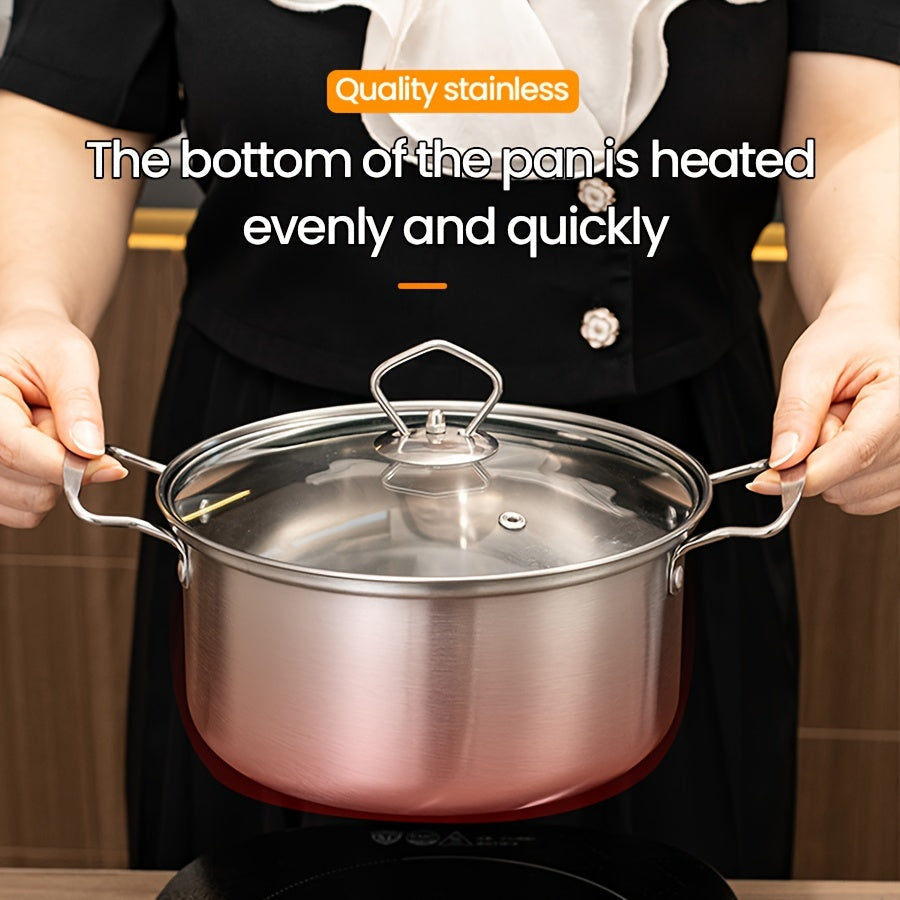 10 ta zanglamaydigan po'latdan yasalgan qozonlar to'plami, turli o'lchamlar, ikki tutqichli