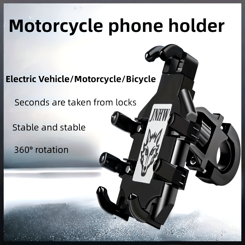 Motorcycle Phone Holder Shockproof Rotatable Bracket for Smartphones Black