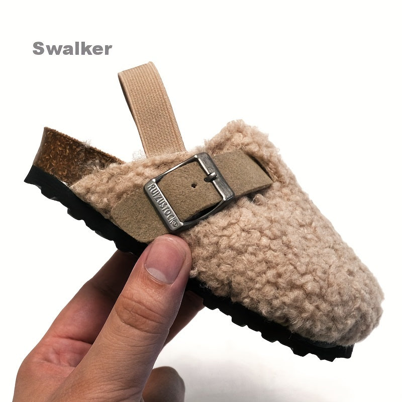 Girls Mule Shoes for Autumn and Winter Lightweight Fabric Geometric Spike Low Top