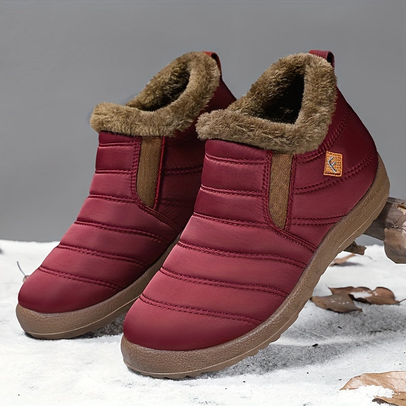 Women's Embroidered Ankle Boots Warm Snow Flat Short Boots