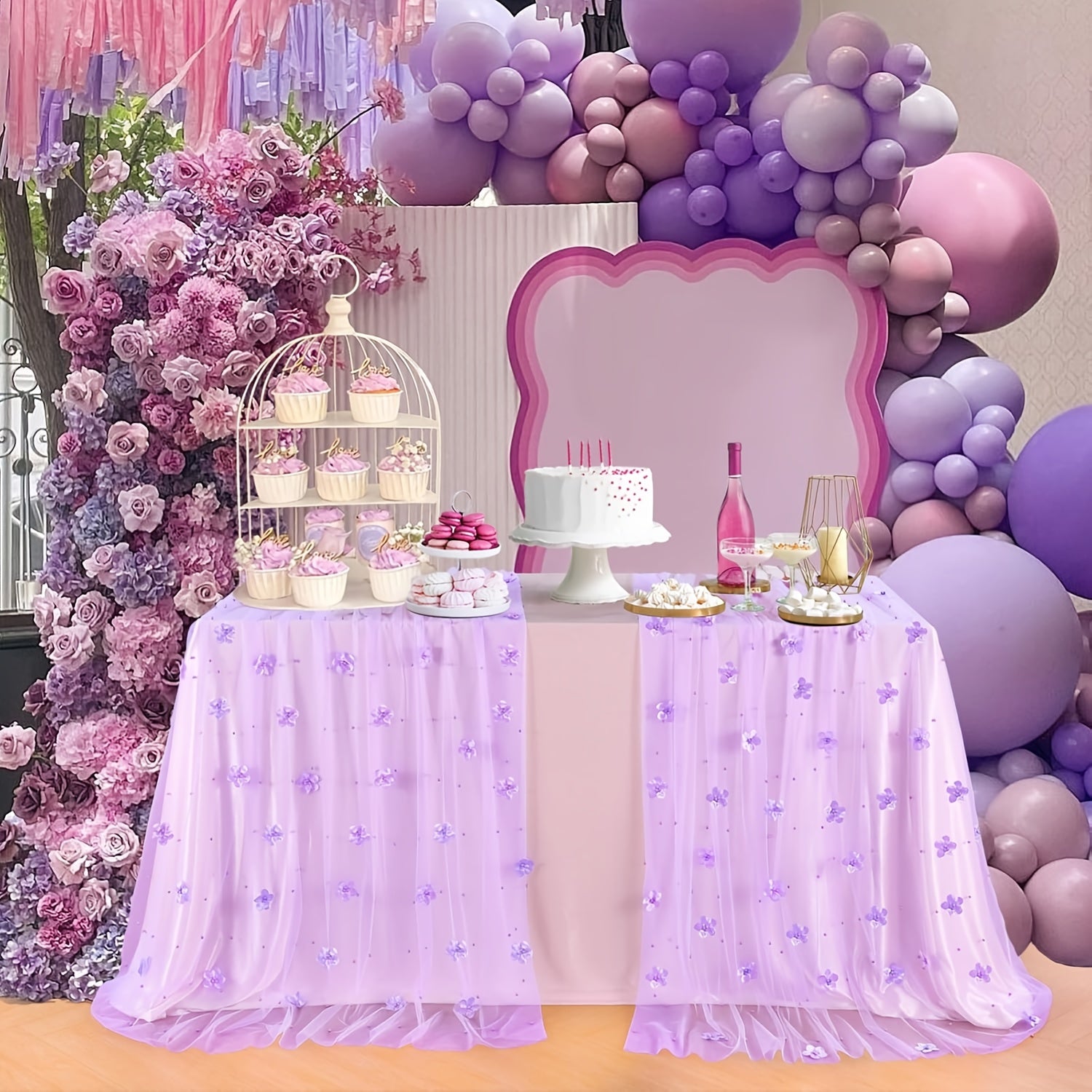 Camino de mesa de tul con perlas para bodas y fiestas, 72 pulgadas