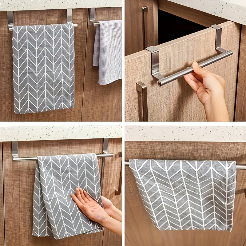 Stainless Steel Towel Hanger Rack for Kitchen Cabinet Door Storage