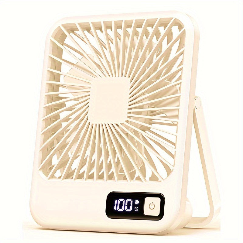 Portable USB Desktop Fan with 1800mAh Rechargeable Battery, 5-Speed, 180° Tilt
