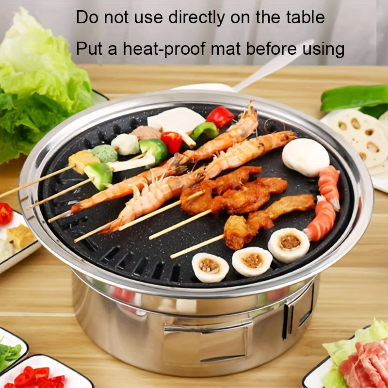 Stainless Steel Korean BBQ Grill Pan for Indoor Outdoor Use Smokeless Portable Grill