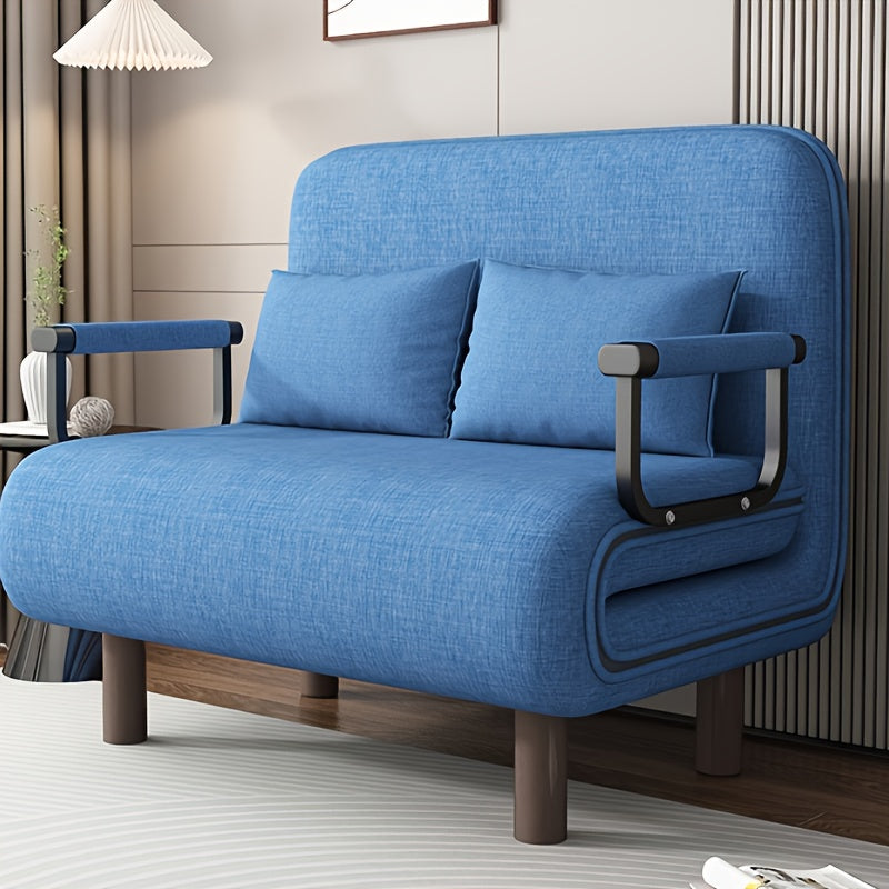 3-в-1 раскладной диван-кровать с мемори-фоамом, рамой из нержавеющей стали и пластиковыми материалами. Включает подставку для ног и кресло с многопозиционным наклоном для офисного сна. Различные цвета аксессуаров.