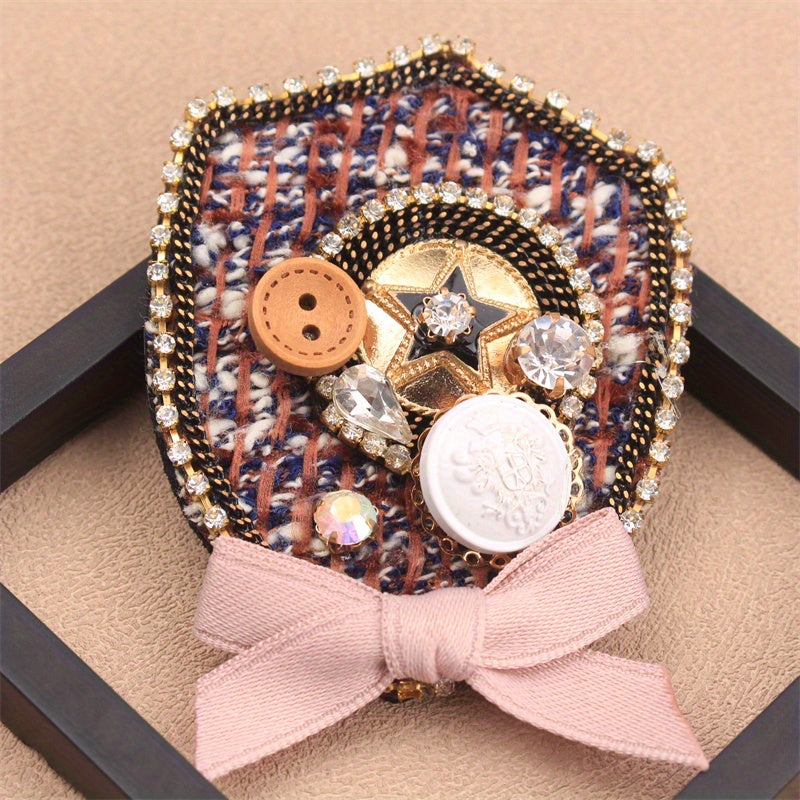 Elegant Rhinestone Brooch Bow Design Jewelry Accessory for Clothing Bags Hats