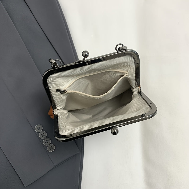 2024 Retro PU Handbag with Detachable Shoulder Strap and Button Closure Wallet Black Dark Brown