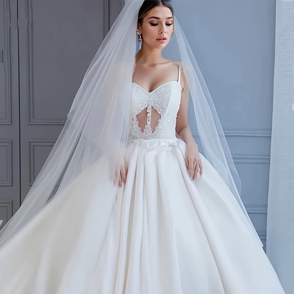 Velo de novia con 2 capas y peine para el cabello, velo de boda largo para novia, accesorios de cabello para novia