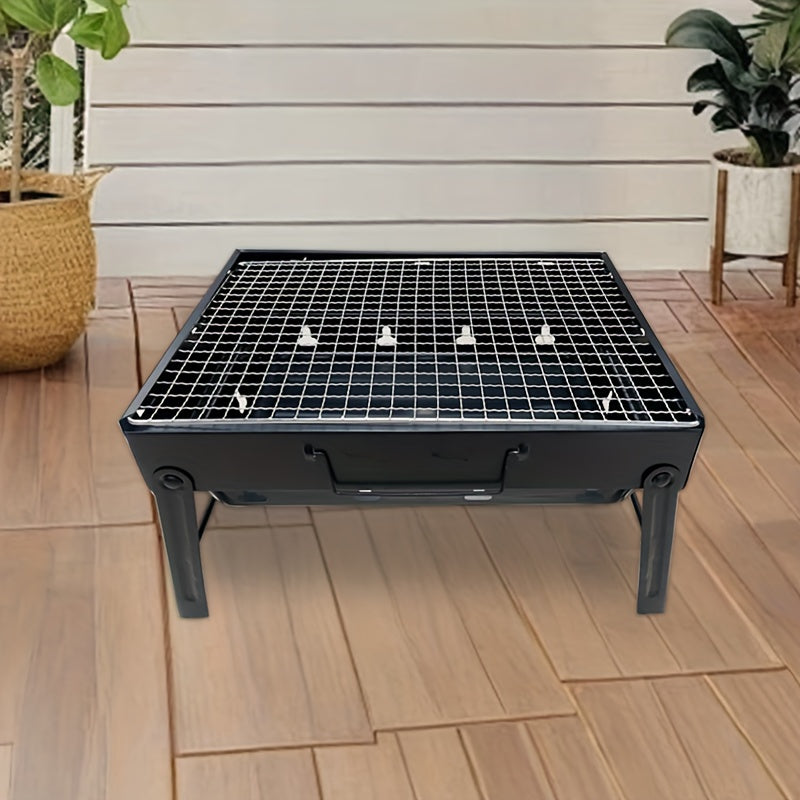 Tashqarida sayohat qilish va bog' BBQ uchun portativ ko'mir grill, bukiladigan, kichik dizayn va yog'och ko'mir grill bilan. BBQ uchun ideal.