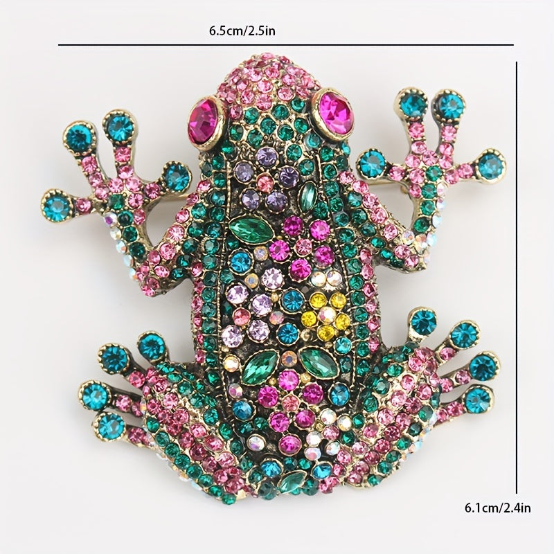 Heavy Industry Diamond-Encrusted Frog Brooch Retro Fashion Jewelry