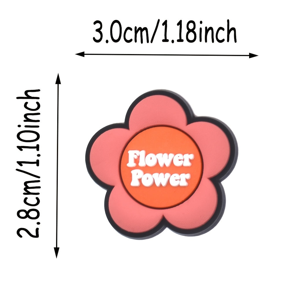 15pcs Unisex Plastic Shoe Charms with Flowers Hearts and Stars for Sandals