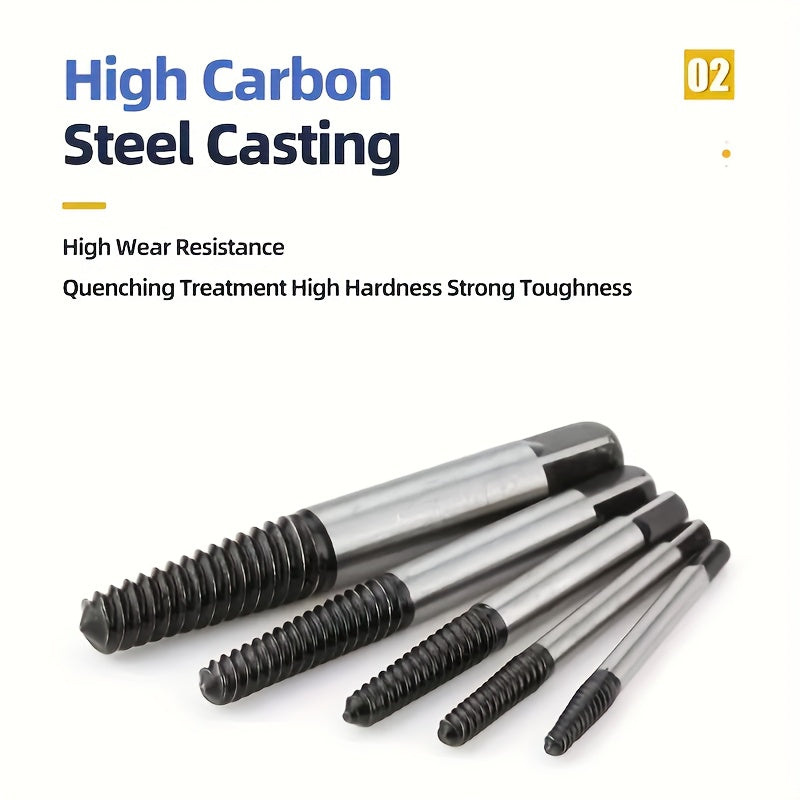 Premium Metal Screw Extractor Kit for Damaged Screws Bolts and Pipes 5/6 Pieces