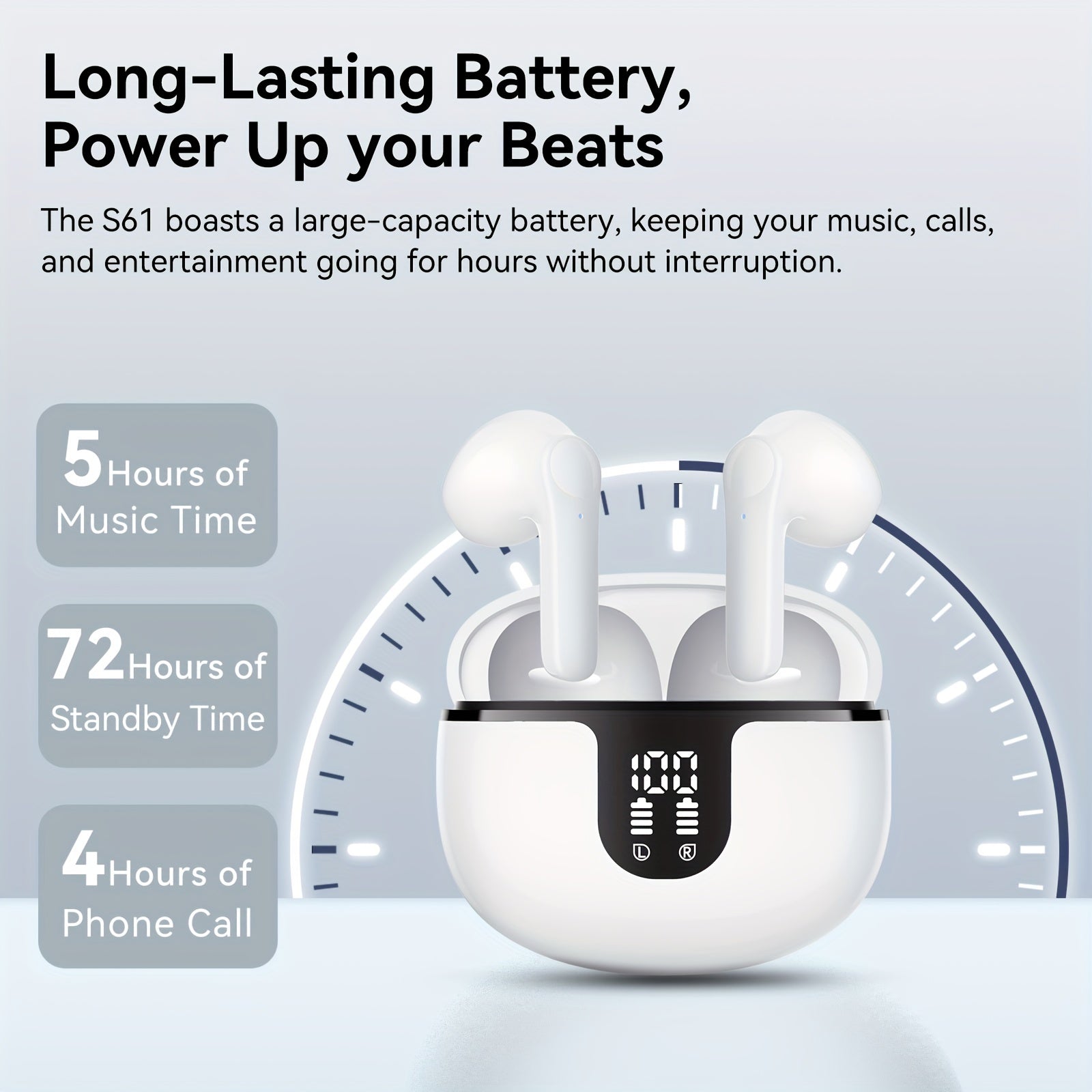 Wireless In-Ear Headphones with HiFi Sound Noise Cancellation Long Battery Life