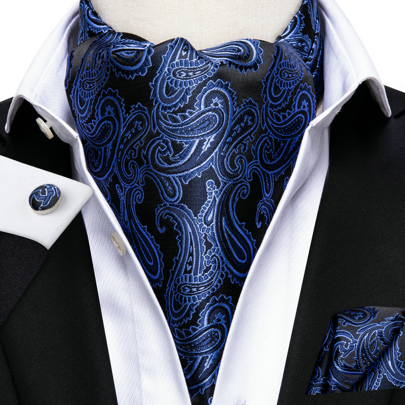 Men's Elegant Silk Paisley Attire Set with Tie Pocket Square Cufflinks for Weddings