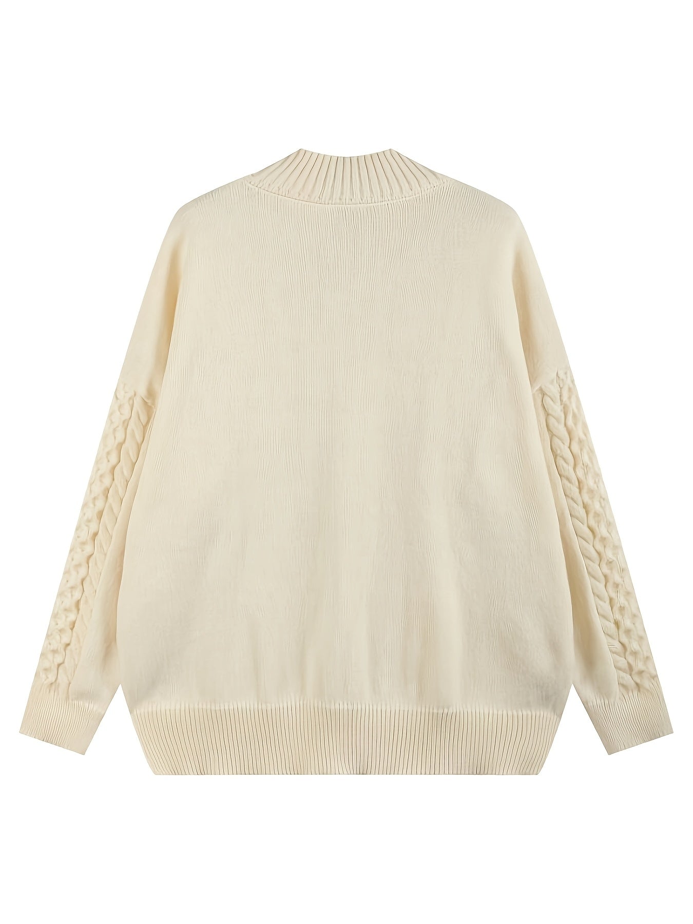 Women's High Neck Solid Color Polyester Sweater with Zipper for Fall Winter