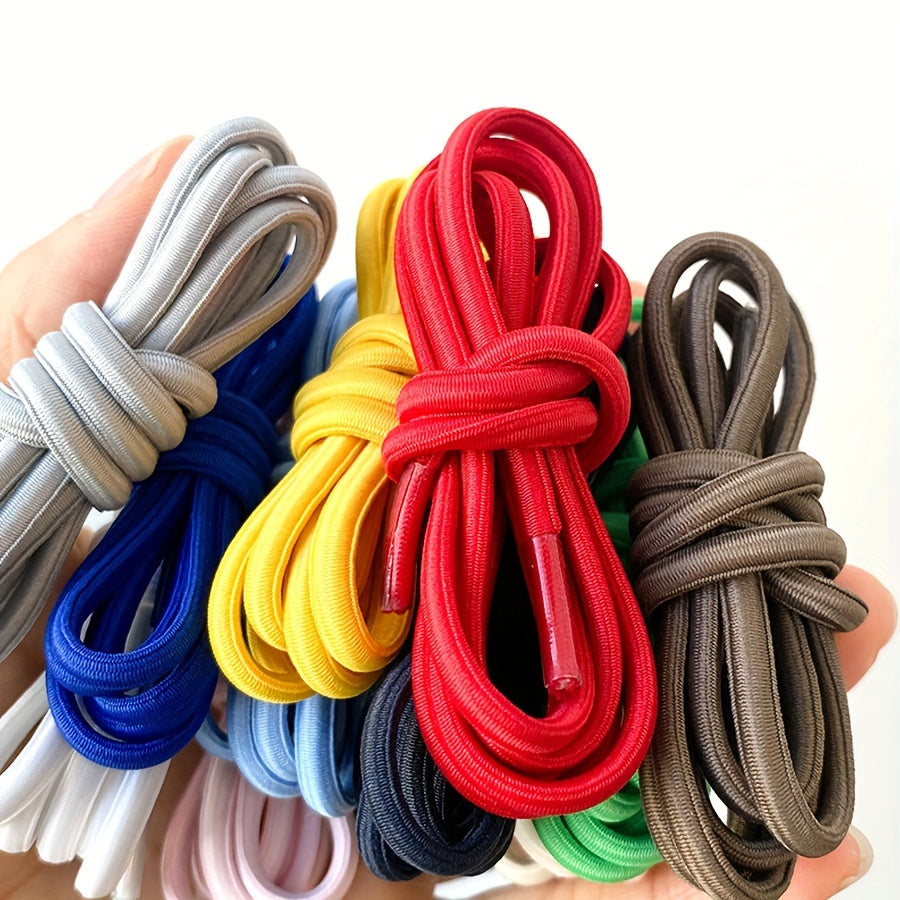 Unisex Elastic No-Tie Shoelaces with Metal Buckles for Sports and Outdoor Activities