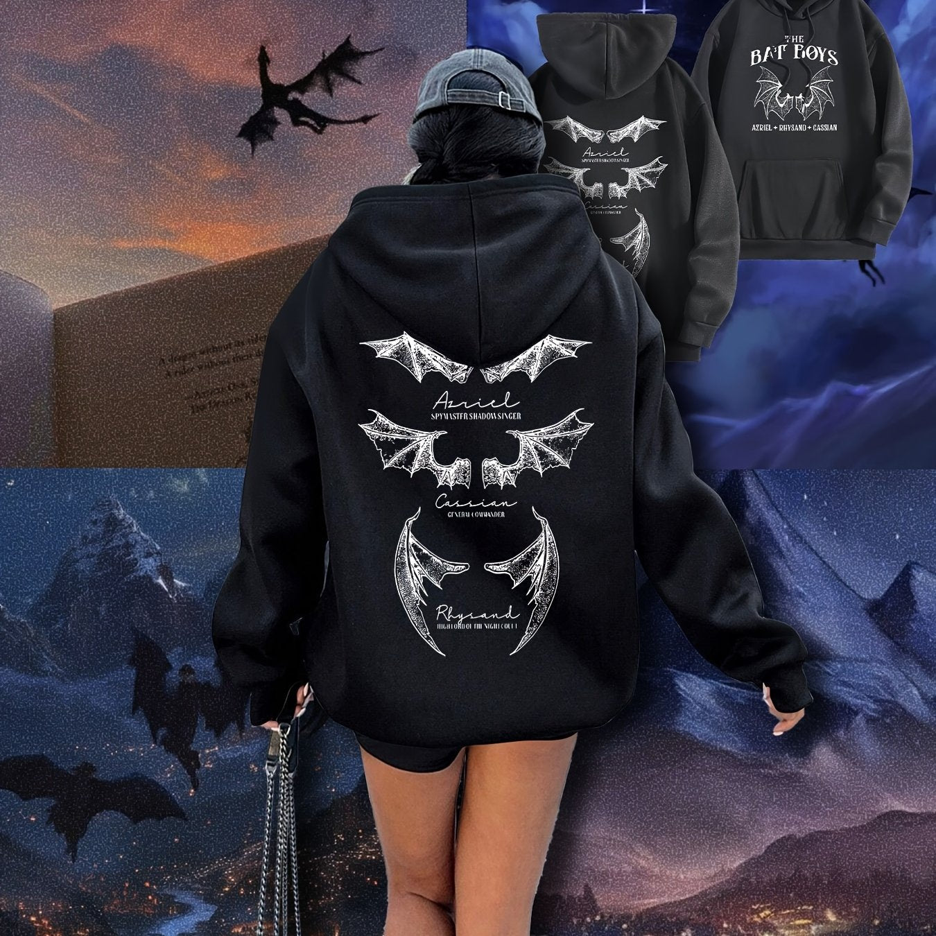 Мужская повседневная толстовка с черной летучей мышью, иллюстрация, карманы, осень-зима, комфорт