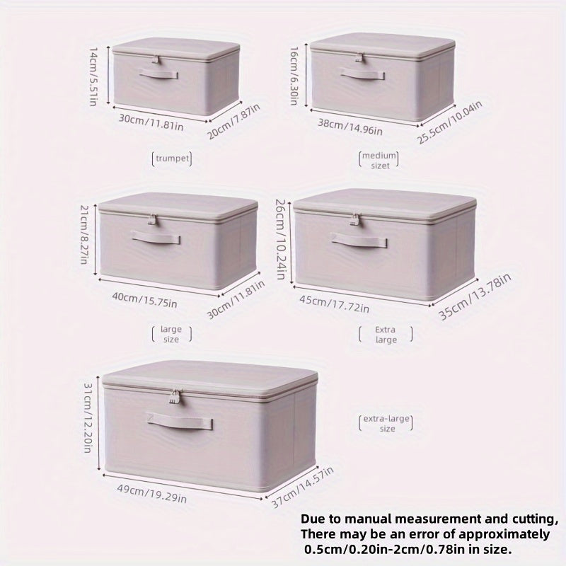 Large Lavender Fabric Storage Box with Lock for Clothes Quilts Documents Under-Bed