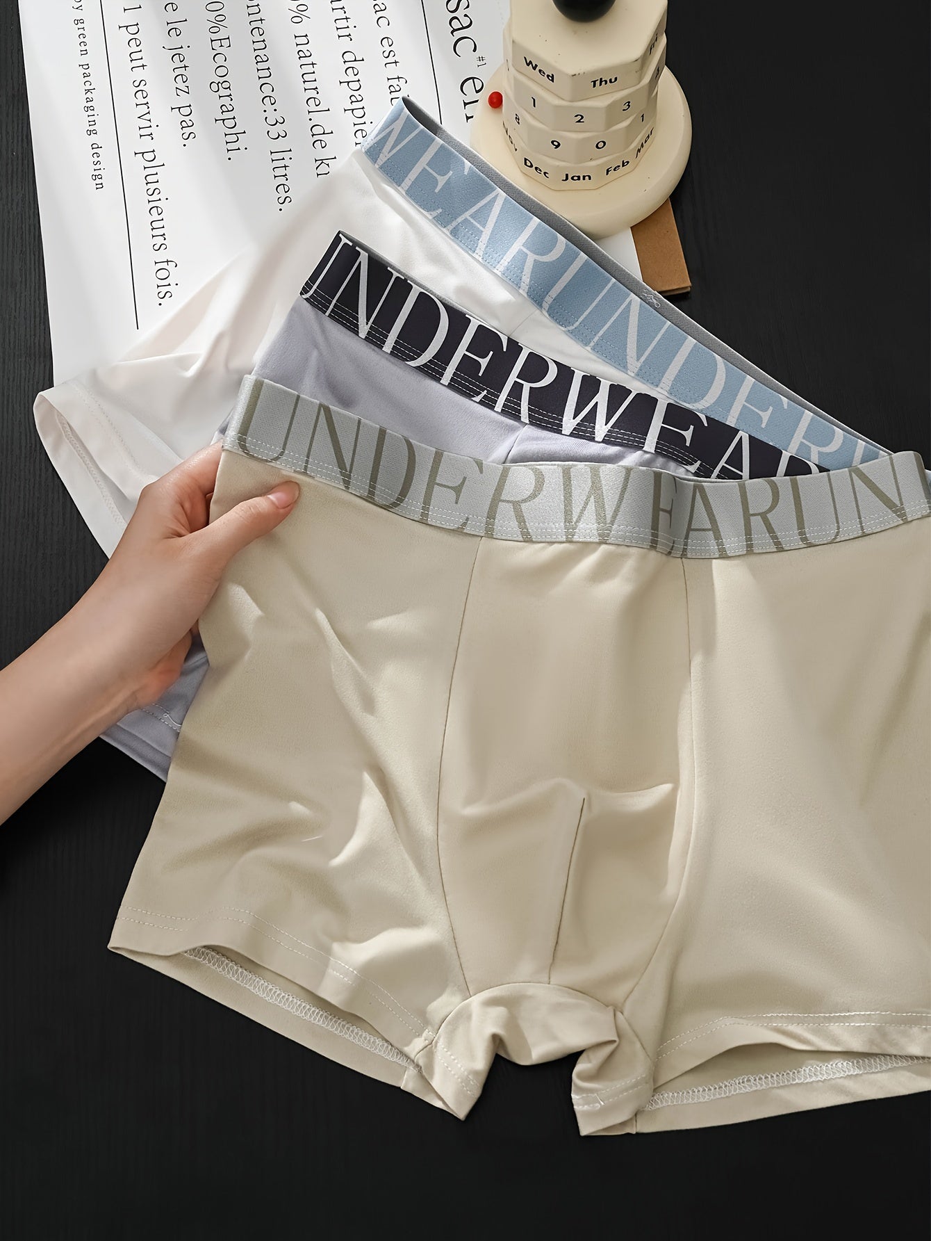 Men's Solid Color Stretchy Breathable Boxer Briefs Set of 4