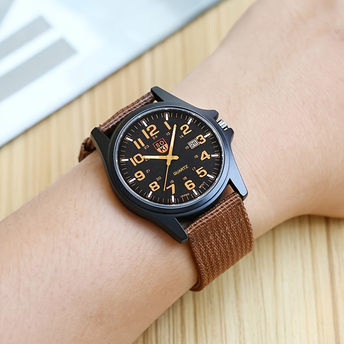 Men's Watch Set Digital Dial Nylon Strap Alloy Case 4-Piece Gift