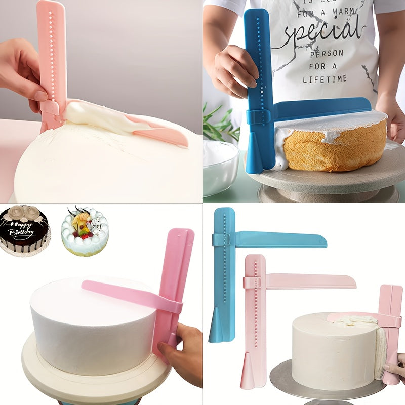 Cake Leveler and Cream Scraper Set with Adjustable Blade for Baking Pink or Blue