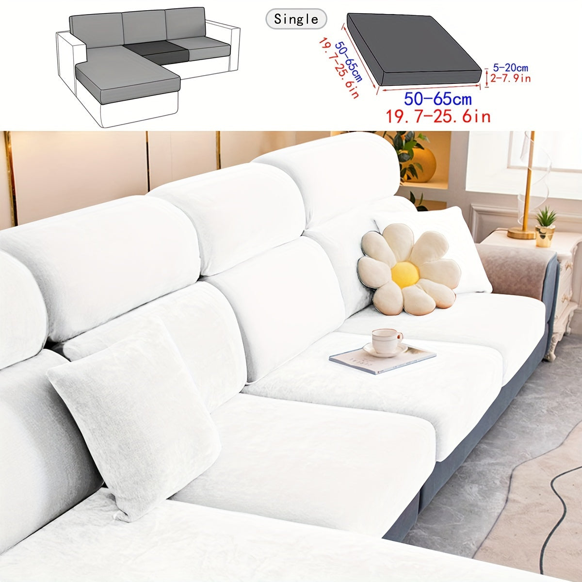 Har qanday xonada mebelni himoya qilish va bezatish uchun velur divan qoplamasi.