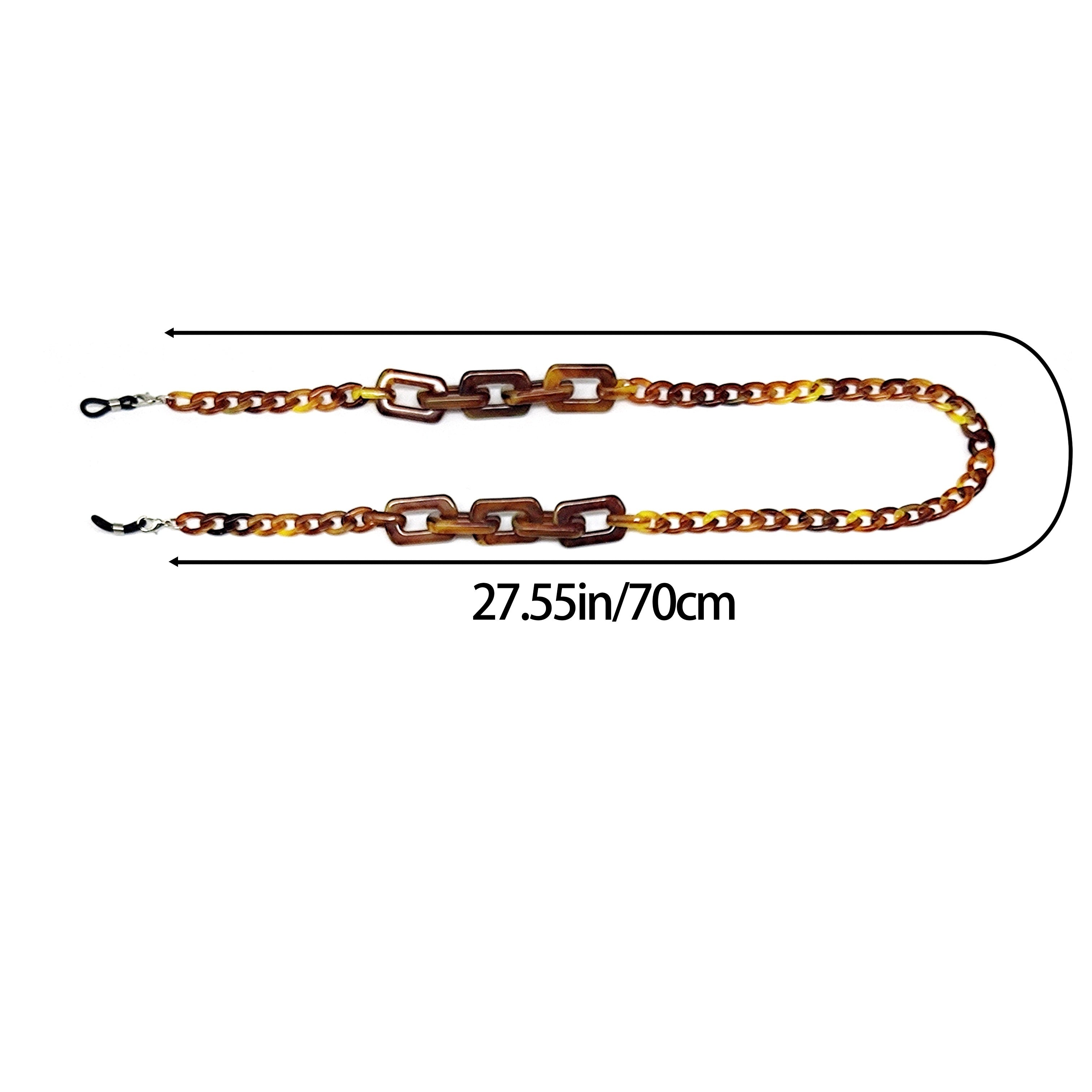 Cadena de gafas de acrílico grueso estilo retro chic con extremos de goma para gafas y gafas de lectura