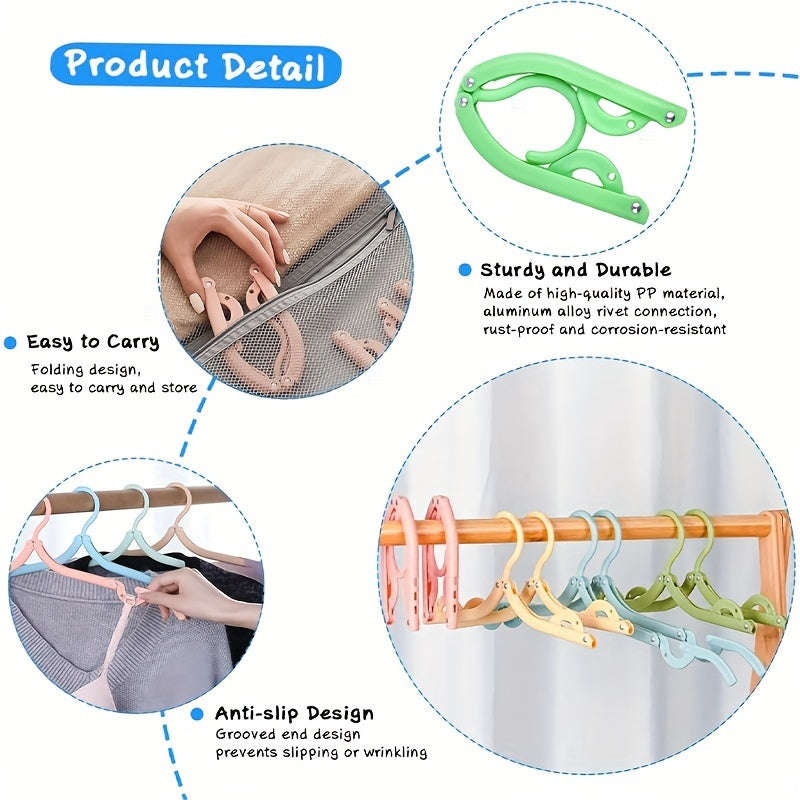 Paquete de 6 perchas de plástico plegables para ropa de viaje, compactas y colapsables, para cruceros, hoteles, residencias y lavanderías