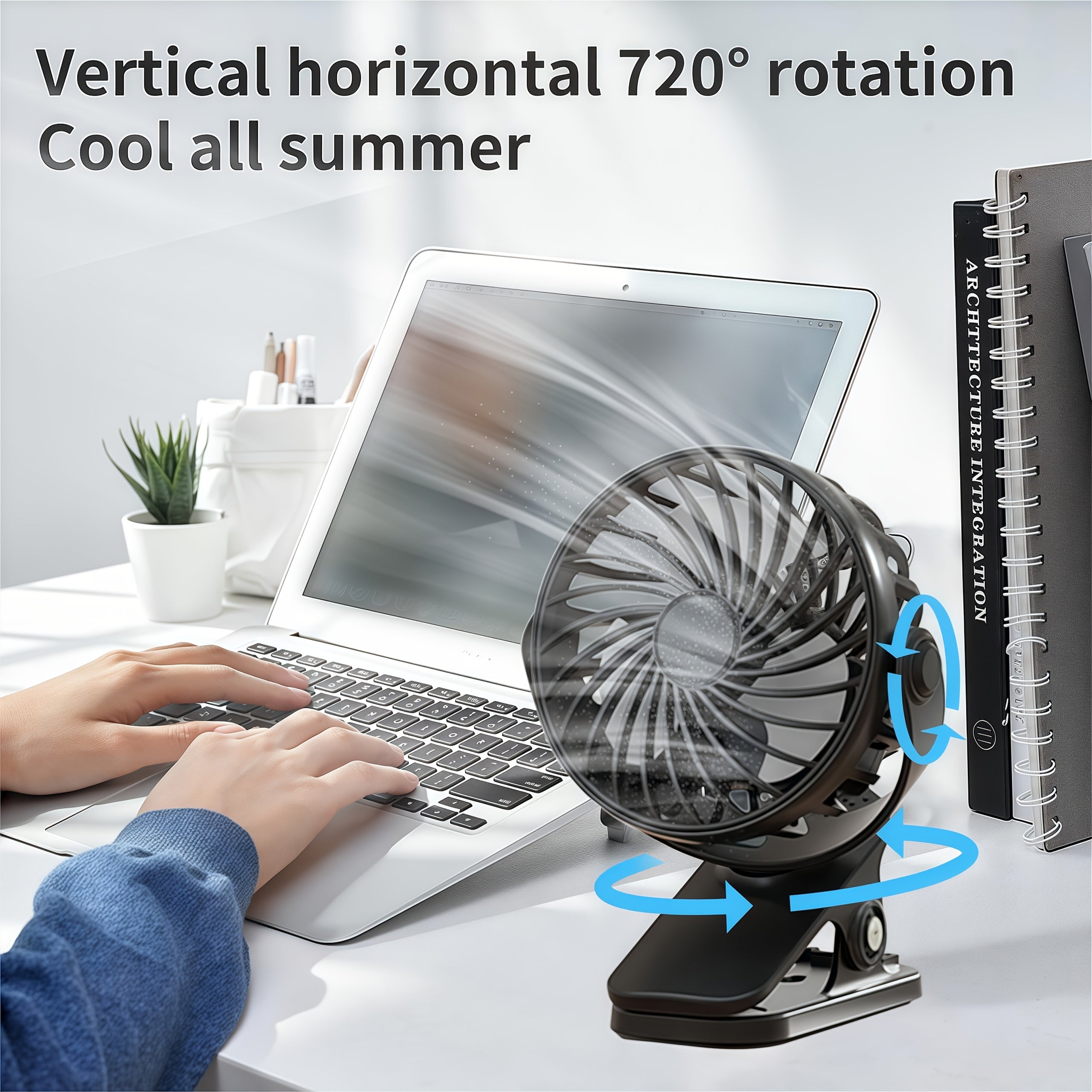 Quiet USB Rechargeable Desk Fan with Low Noise for Bedroom and Office