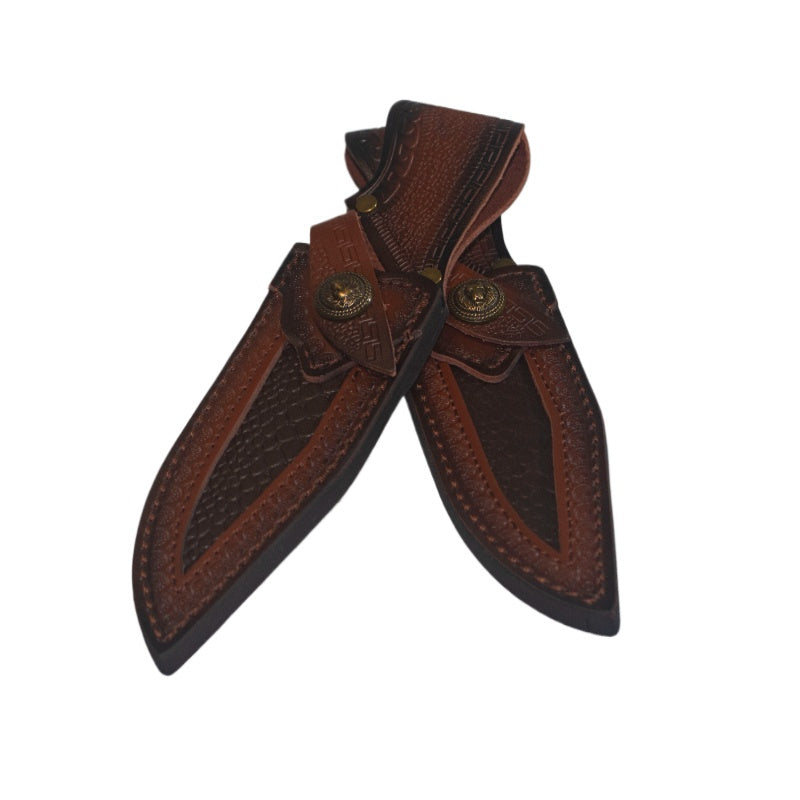 Leather Knife Sheath with Belt Loop Dual-Layer Cowhide Protector for Camping Kitchen