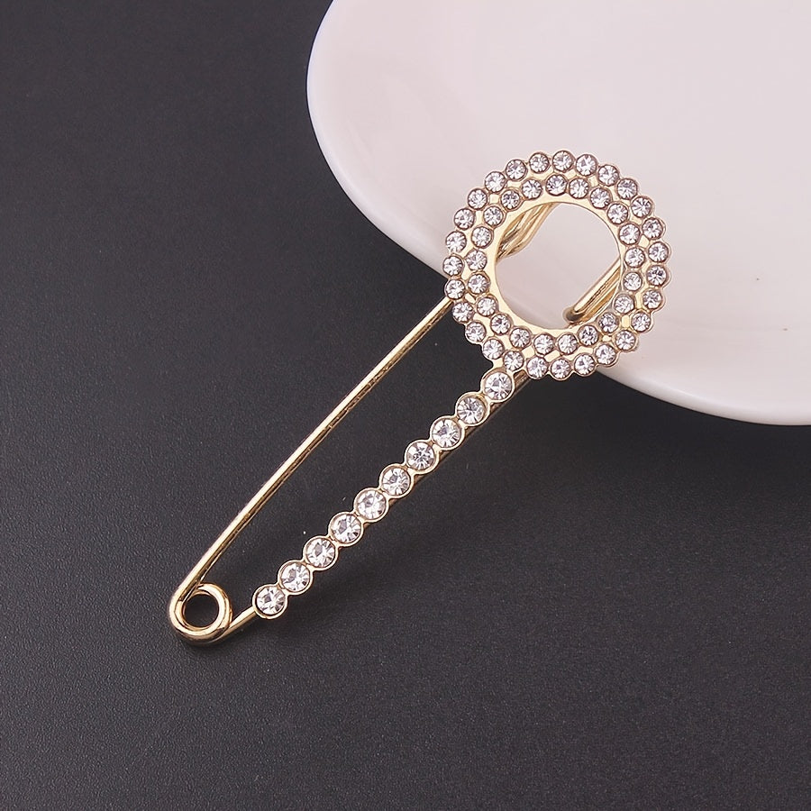 Set of 10 Elegant Faux Pearl and Rhinestone Brooches for Scarves and Cardigans