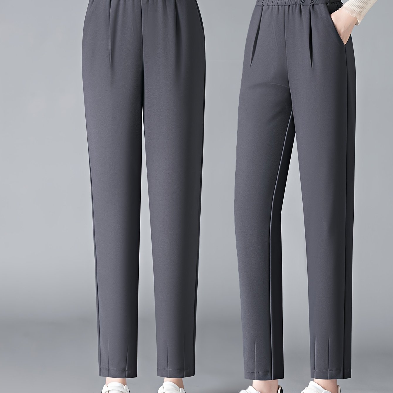 Women's Slimming Plus Size Knit Harem Pants Elastic Waist All-Season