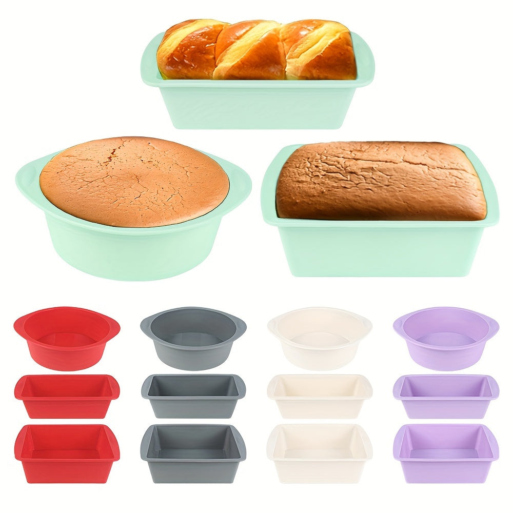 Silicone Baking Set 3 Pieces Nonstick Heat Resistant Cake Pans Loaf Mold