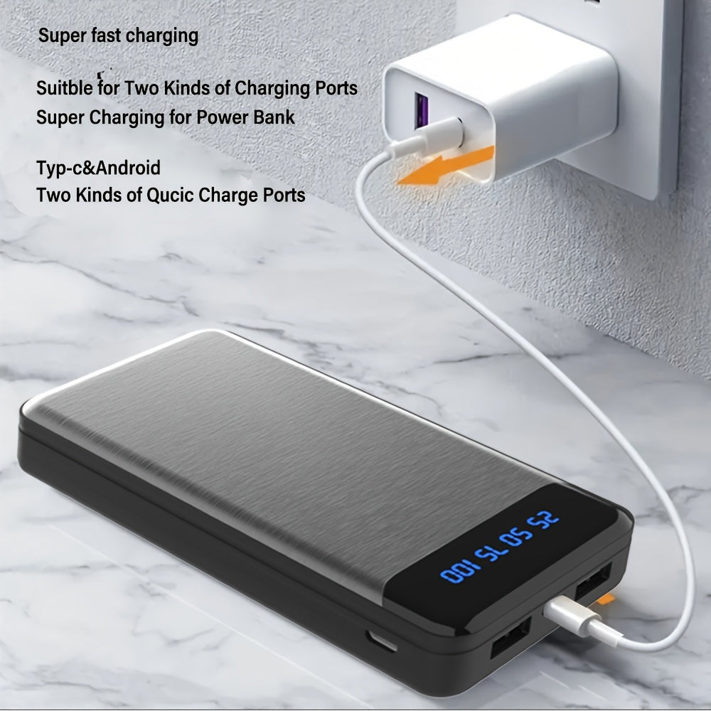 20000mAh Portable Power Bank Fast Charging USB-C USB-A Universal Compatibility Compact Travel Emergency