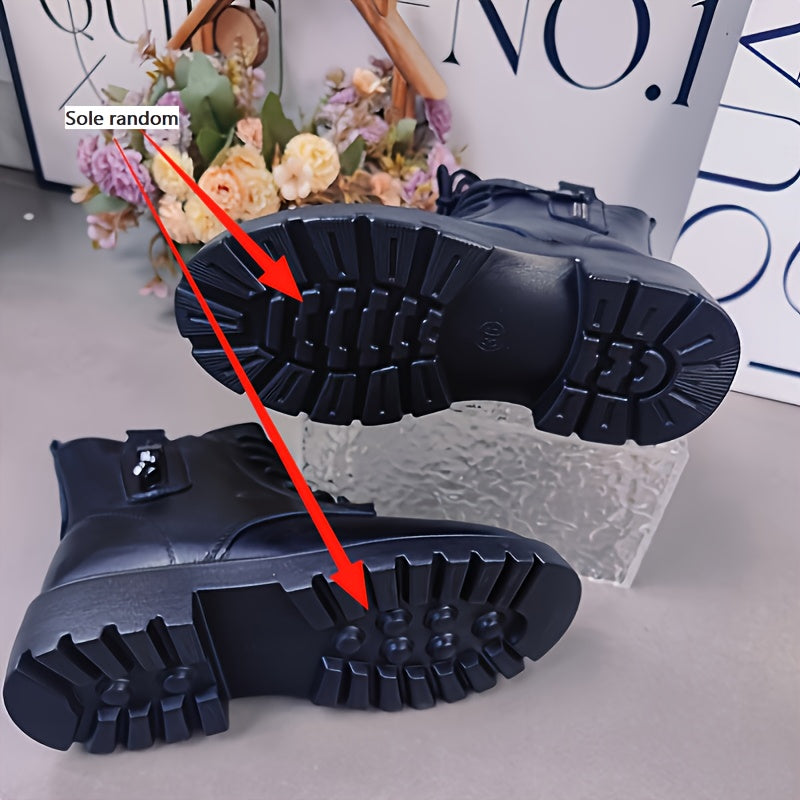 Women's Fleece-Lined Short Boots With Side Zipper Fall Winter Casual Ski