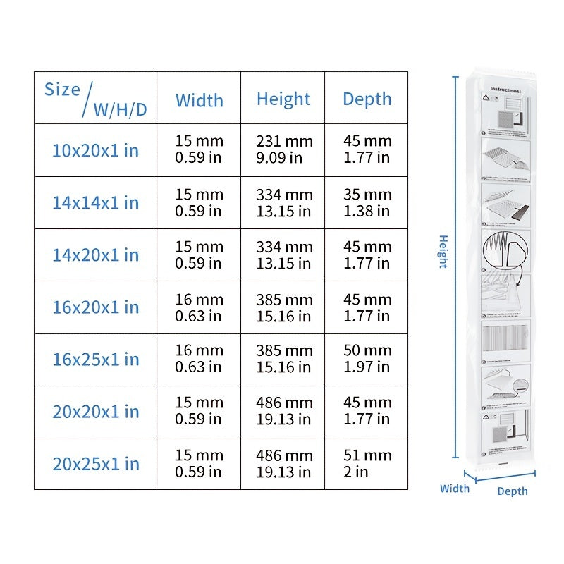 4 ta TopWell qiyshiq havo filtrlari to'plami AC/HVAC pechka havo filtri - Qayta ishlatiladigan havo filtri uchun almashtirish (ramkasiz) - 4 ta to'plam