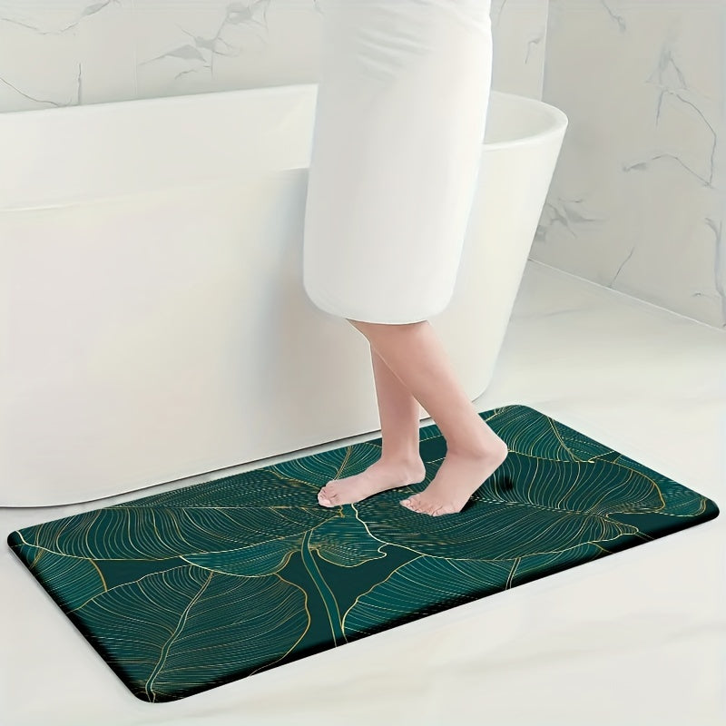 Juego de 4 alfombrillas de baño de terciopelo antideslizantes con patrones de hoja, flor, ola y madera, incluyendo alfombra y funda para inodoro