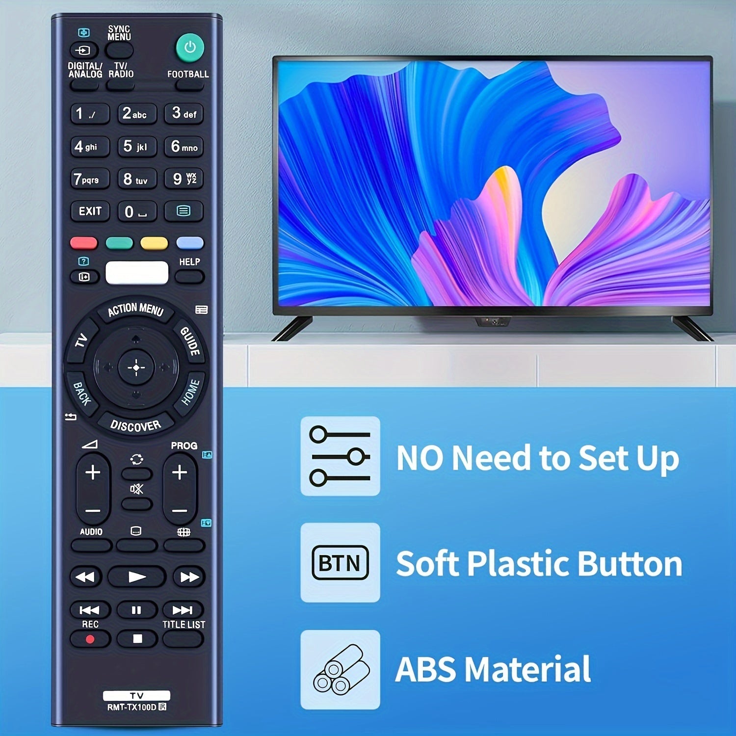 Control remoto de repuesto para televisor inteligente Sony Bravia infrarrojo con batería