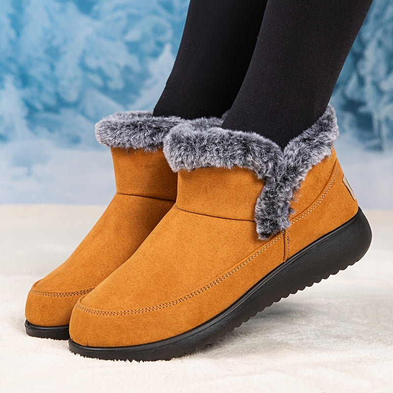 Women's Winter Snow Boots Fleece-Lined Low-Top Waterproof Warm