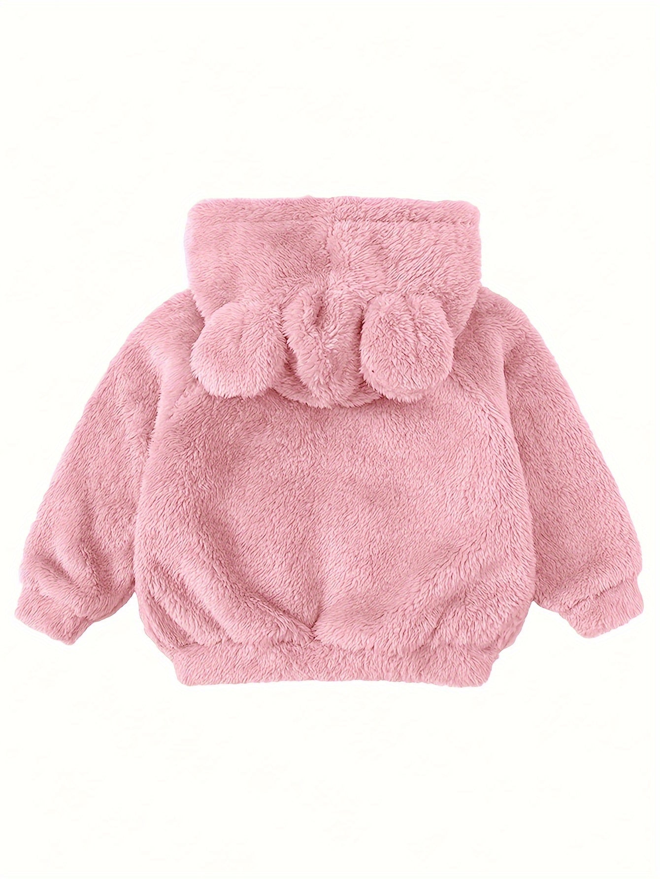 Baby Girl Fuzzy Jacket with Ears Hood Cozy Zip-Up Fall Winter Outerwear