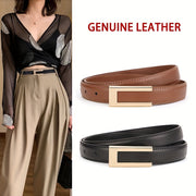 Leather Belt for Men Cowhide Formal Casual Adjustable Black Brown