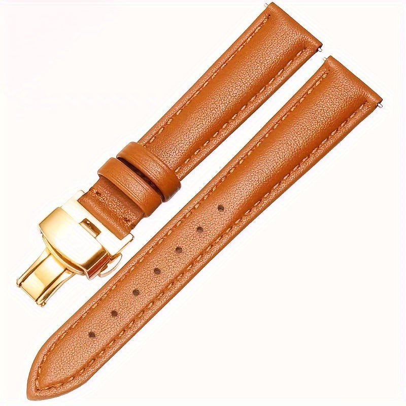 PU Leather Watch Strap with Automatic Butterfly Buckle, Various Sizes for Business or Gift