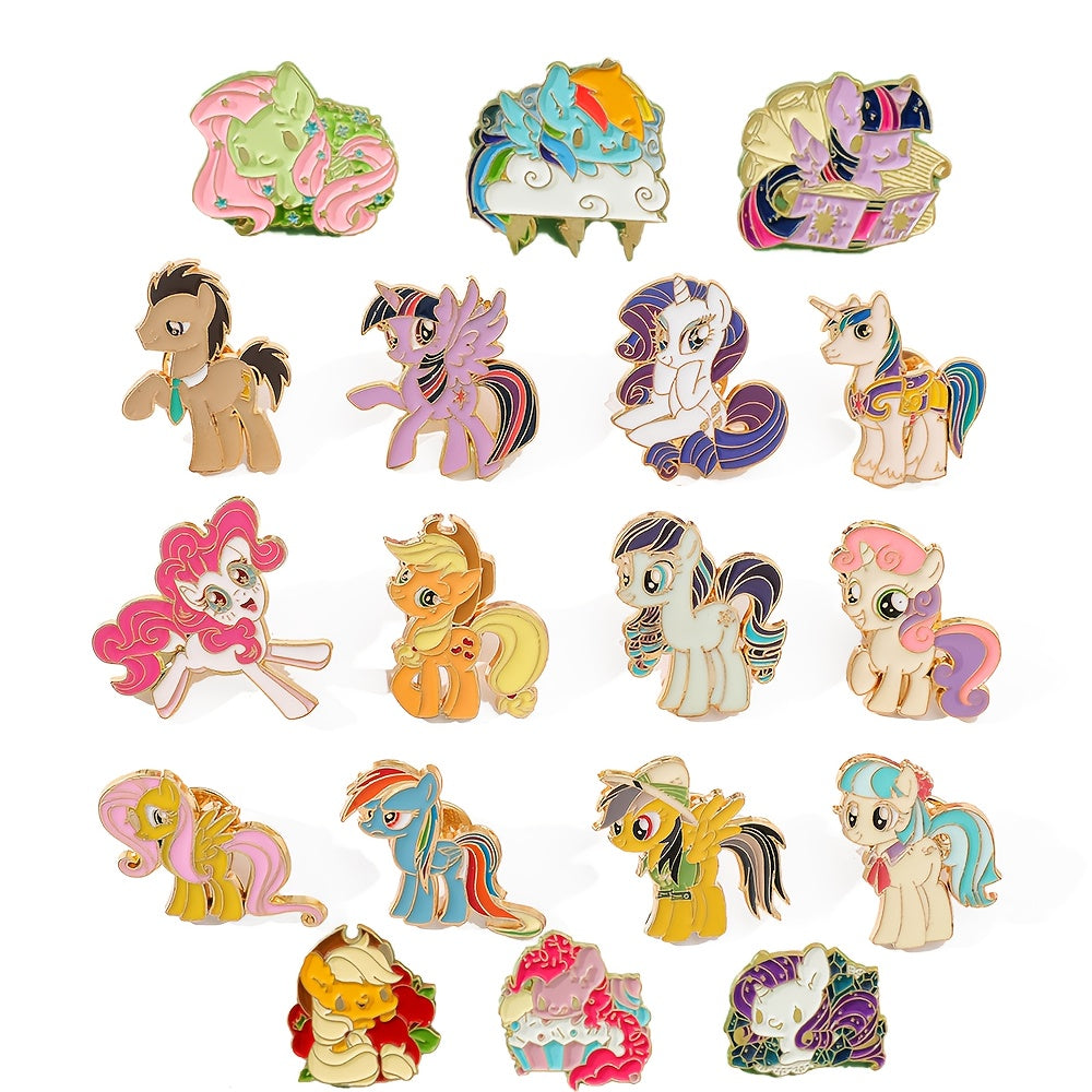 Backpacklar va kiyimlar uchun My Little Pony mavzusidagi 6, 12 yoki 18 ta karton emal pinlar to'plami