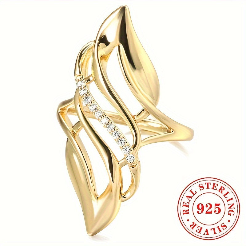 Women's Silver Ring Zircon Wings Casual Jewelry 3.4g S925 Pure Silver