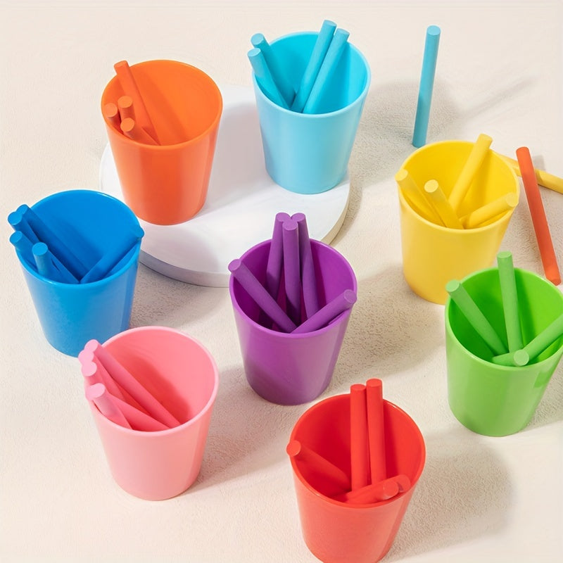 Palitos de conteo de arcoíris de madera en tazas coloridas para aprendizaje temprano juguete educativo