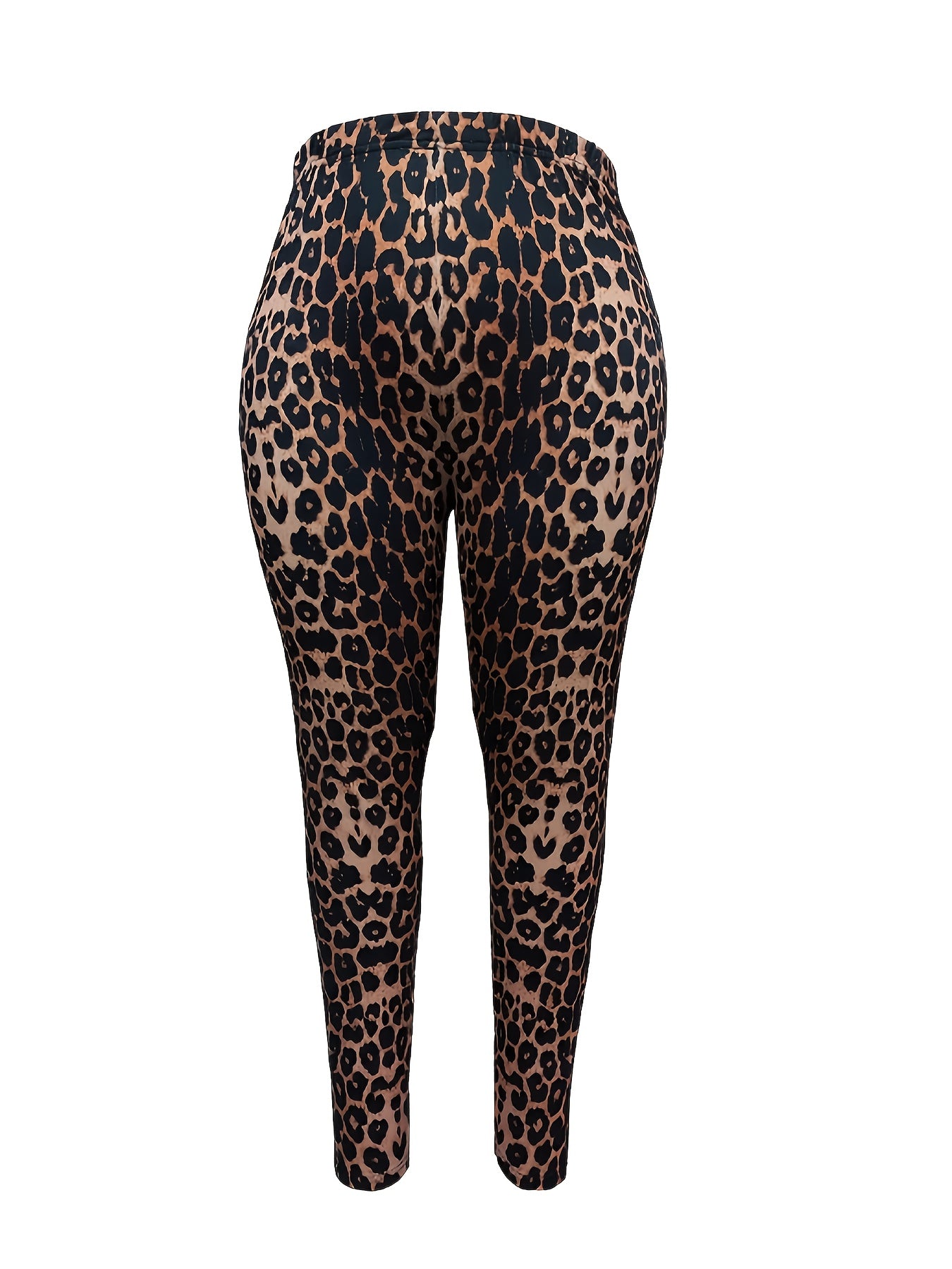 Women Plus Size Leopard Print Slim Fit Leggings Stretchy Comfortable