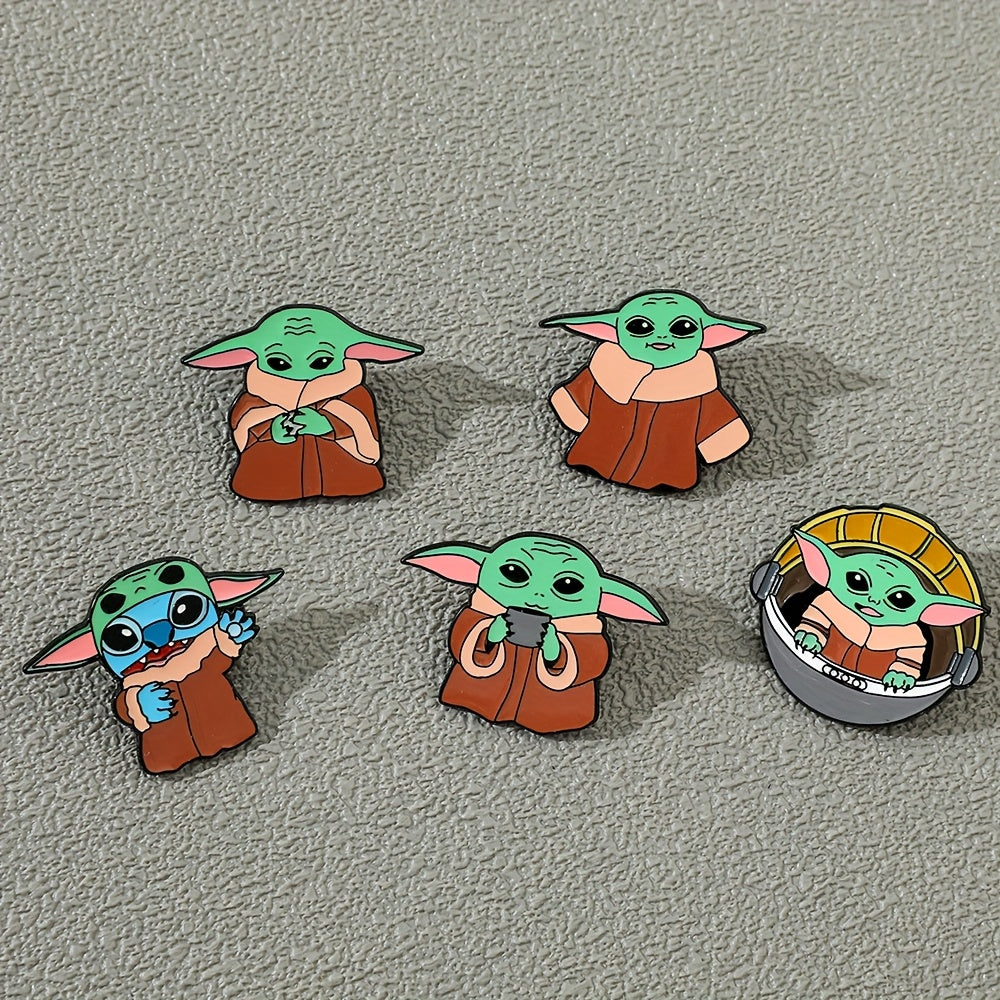 Set of 6 Yoda Enamel Pins Minimalist Alloy Brooches for Bags and Clothing